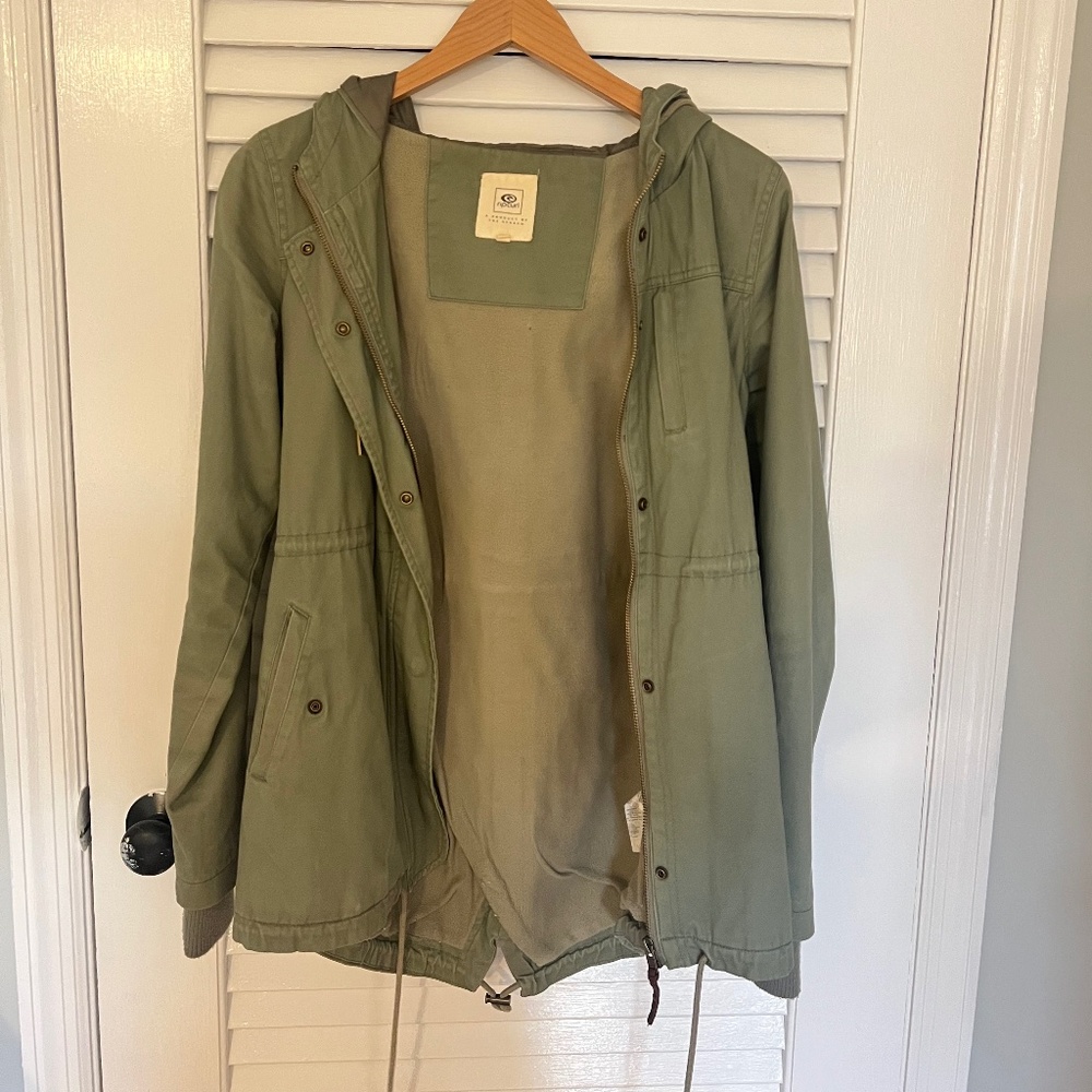 Army Green Hooded Rip Curl Jacket